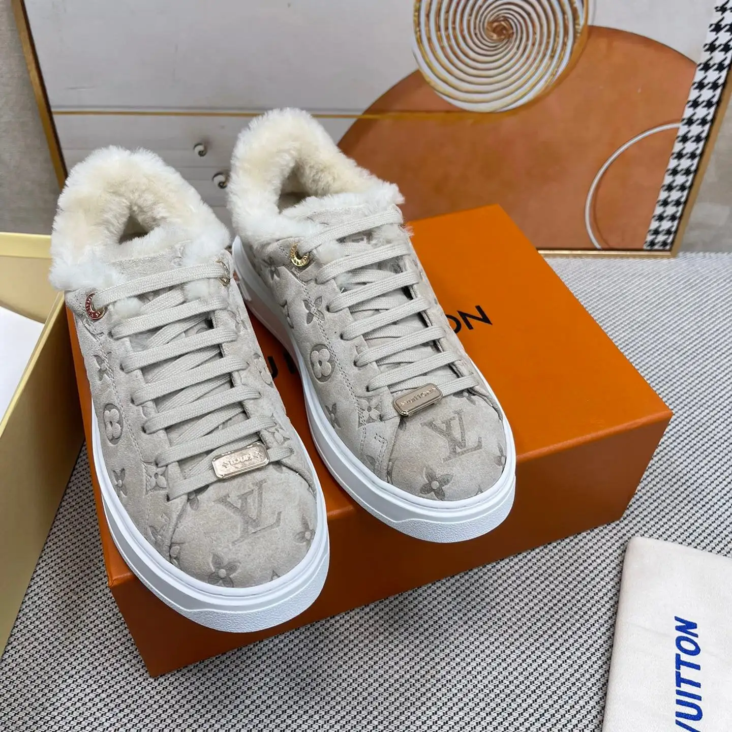 Classic Printed Fleece Sneakers