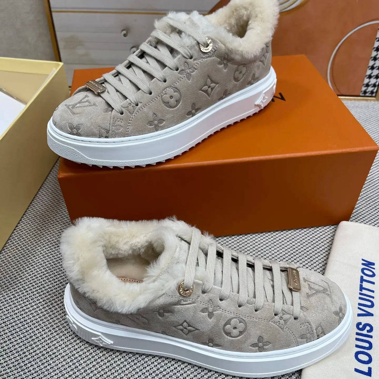 Classic Printed Fleece Sneakers