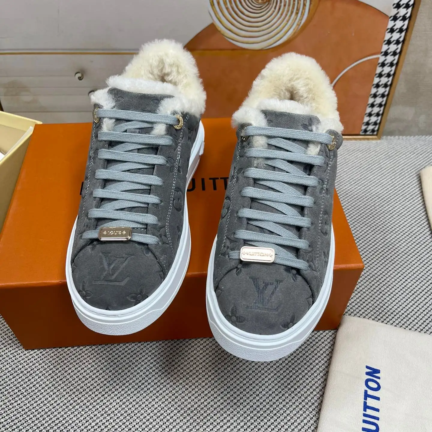 Classic Printed Fleece Sneakers