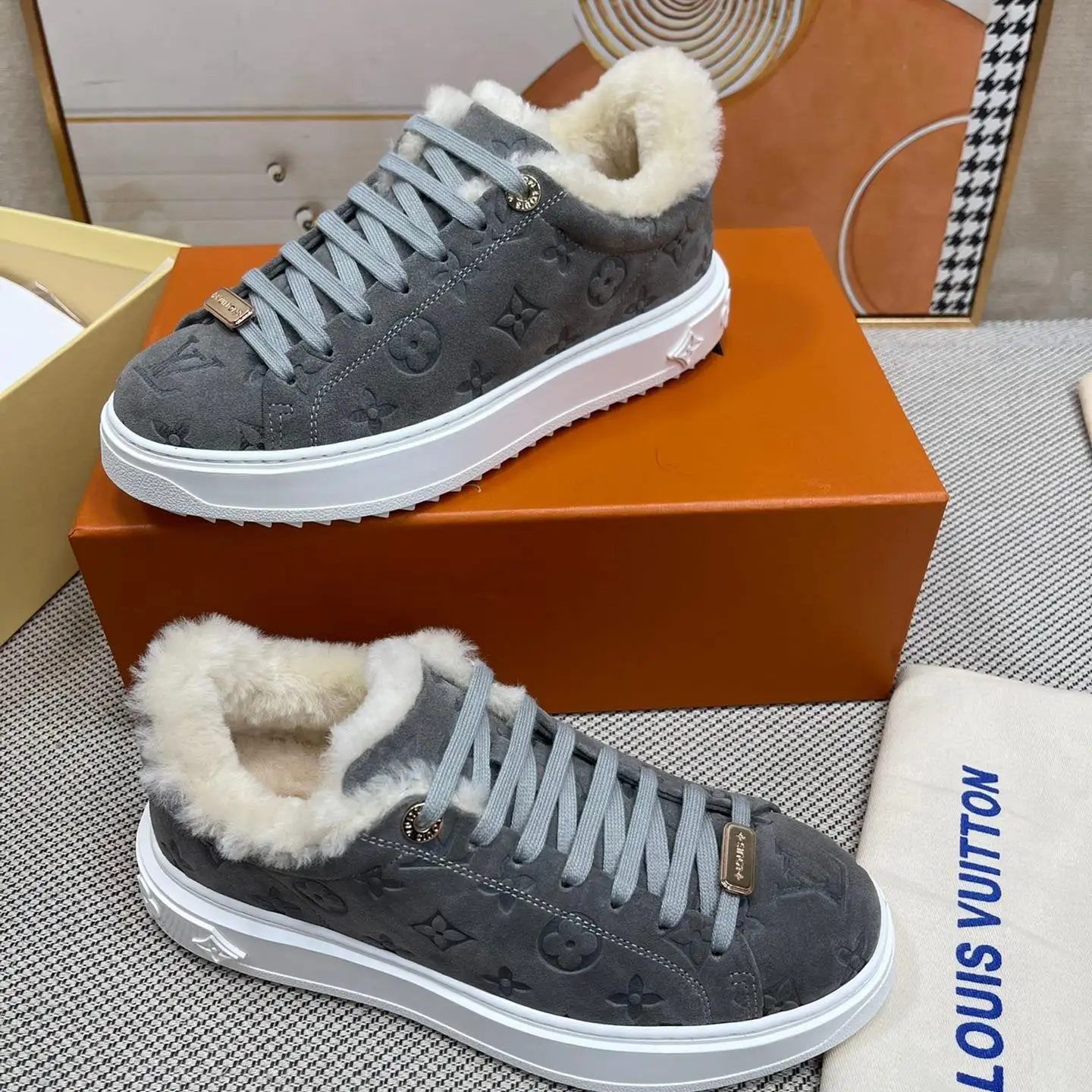 Classic Printed Fleece Sneakers