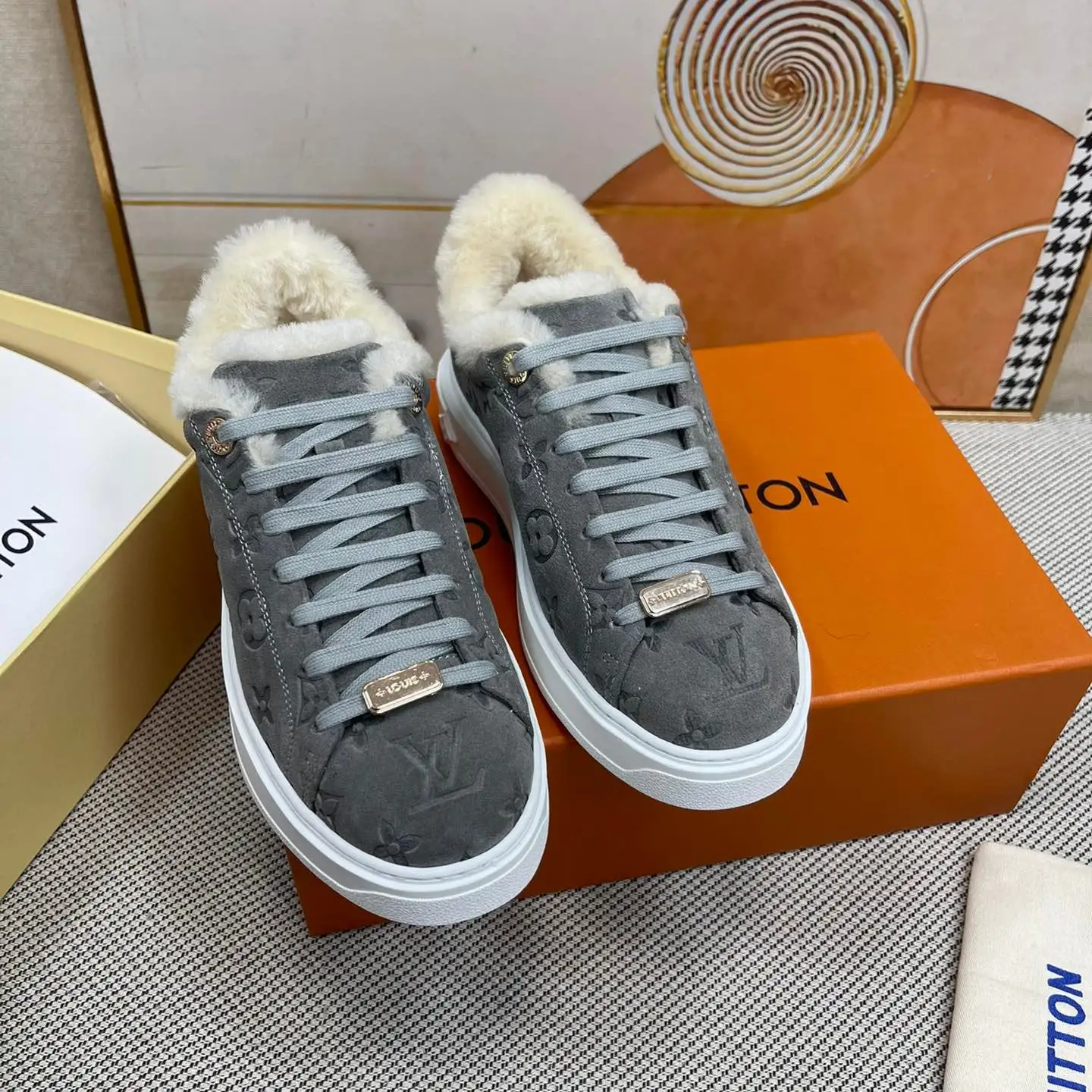 Classic Printed Fleece Sneakers