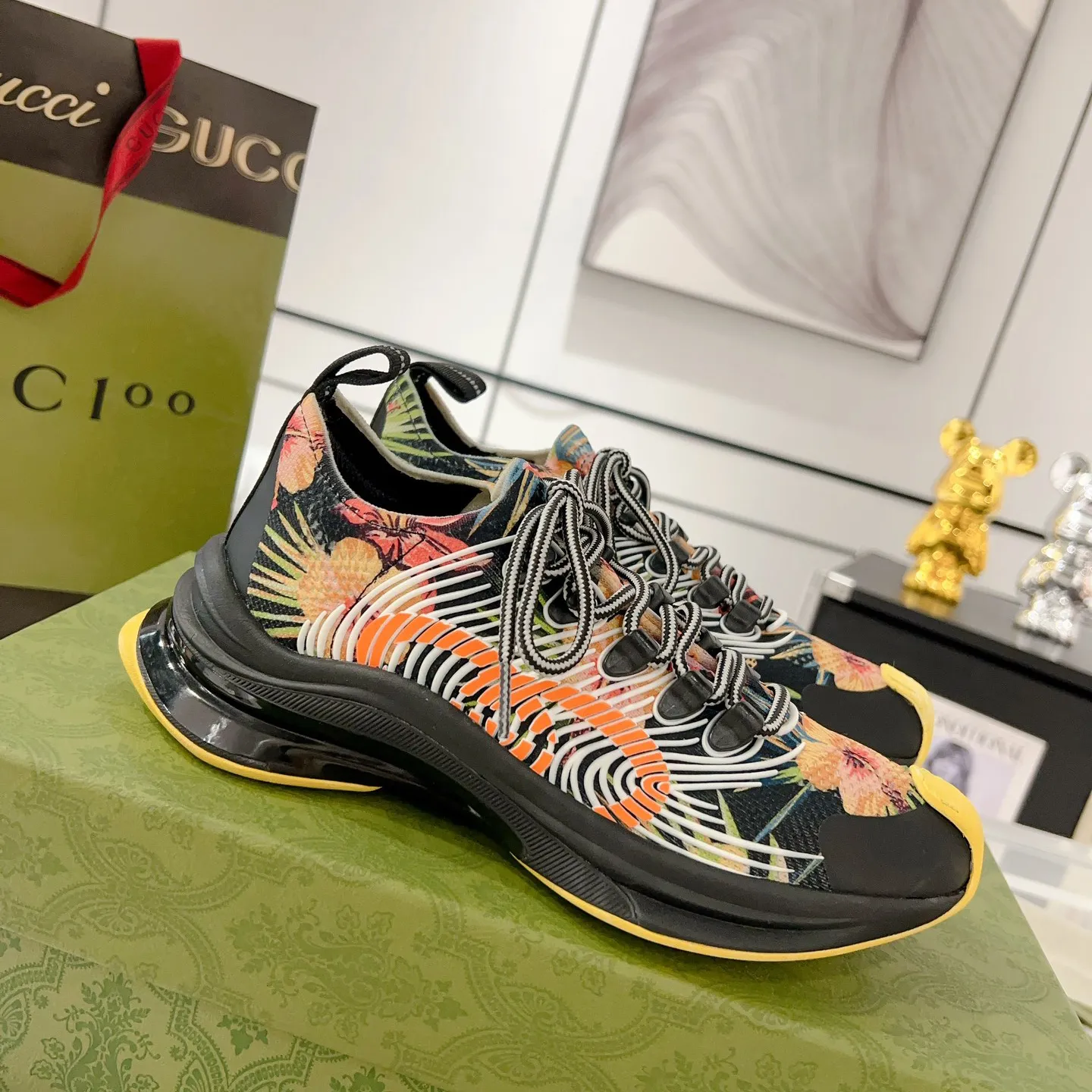 fashion patterned rubber sole sneakers