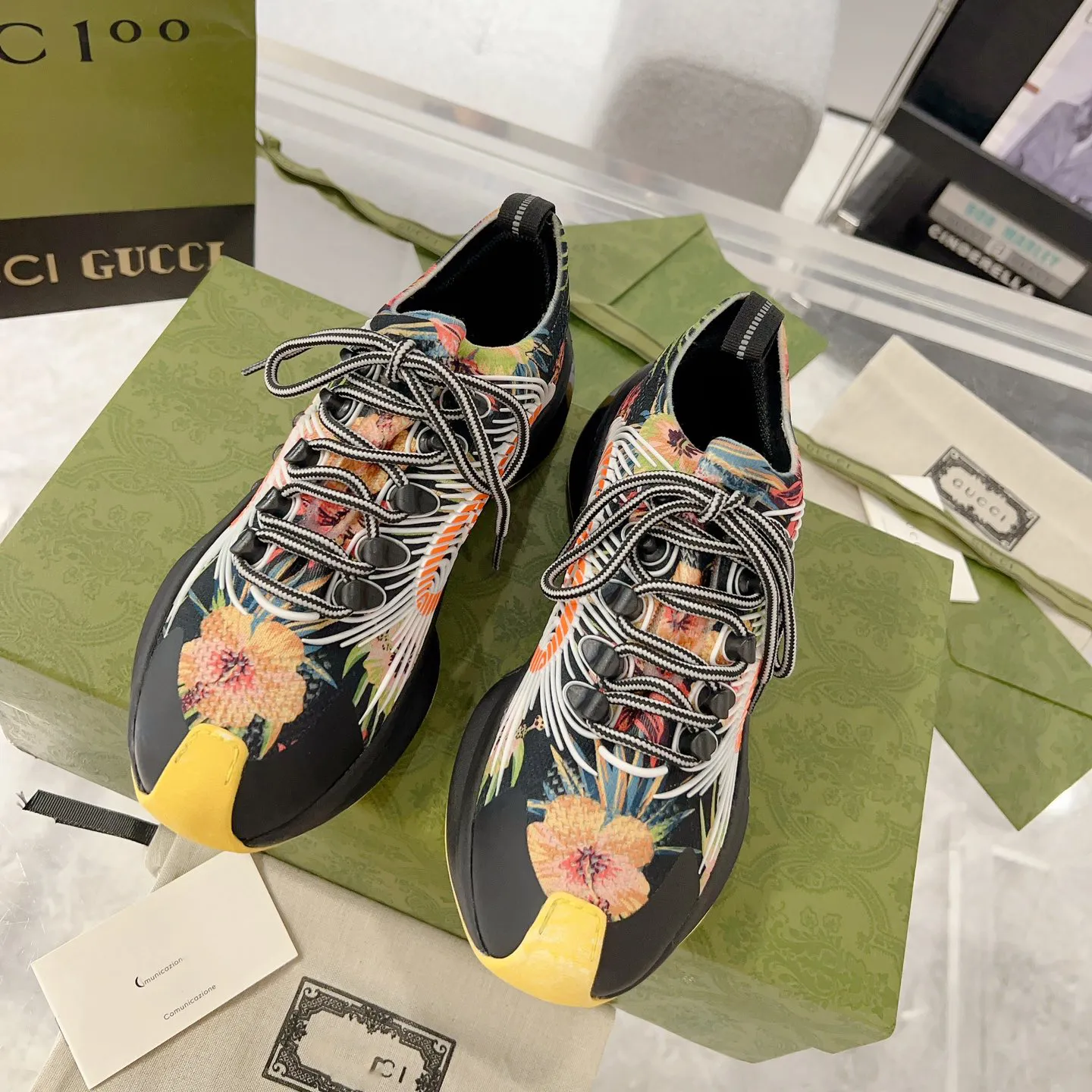 fashion patterned rubber sole sneakers