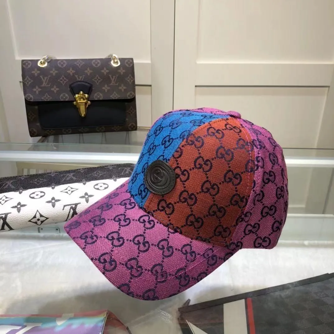 Luxury Fashion Brand Print Multicolor Panel Baseball Cap