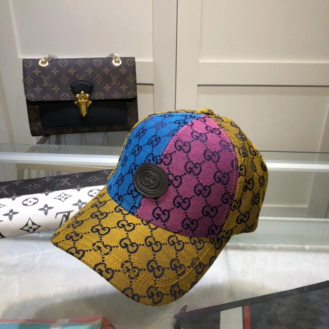 Luxury Fashion Brand Print Multicolor Panel Baseball Cap