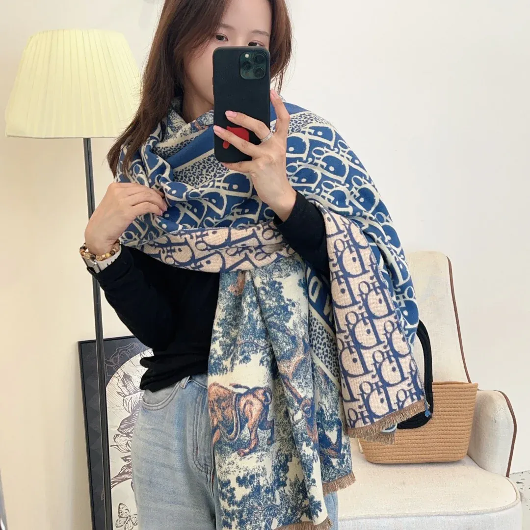 New vintage double-sided cashmere scarf