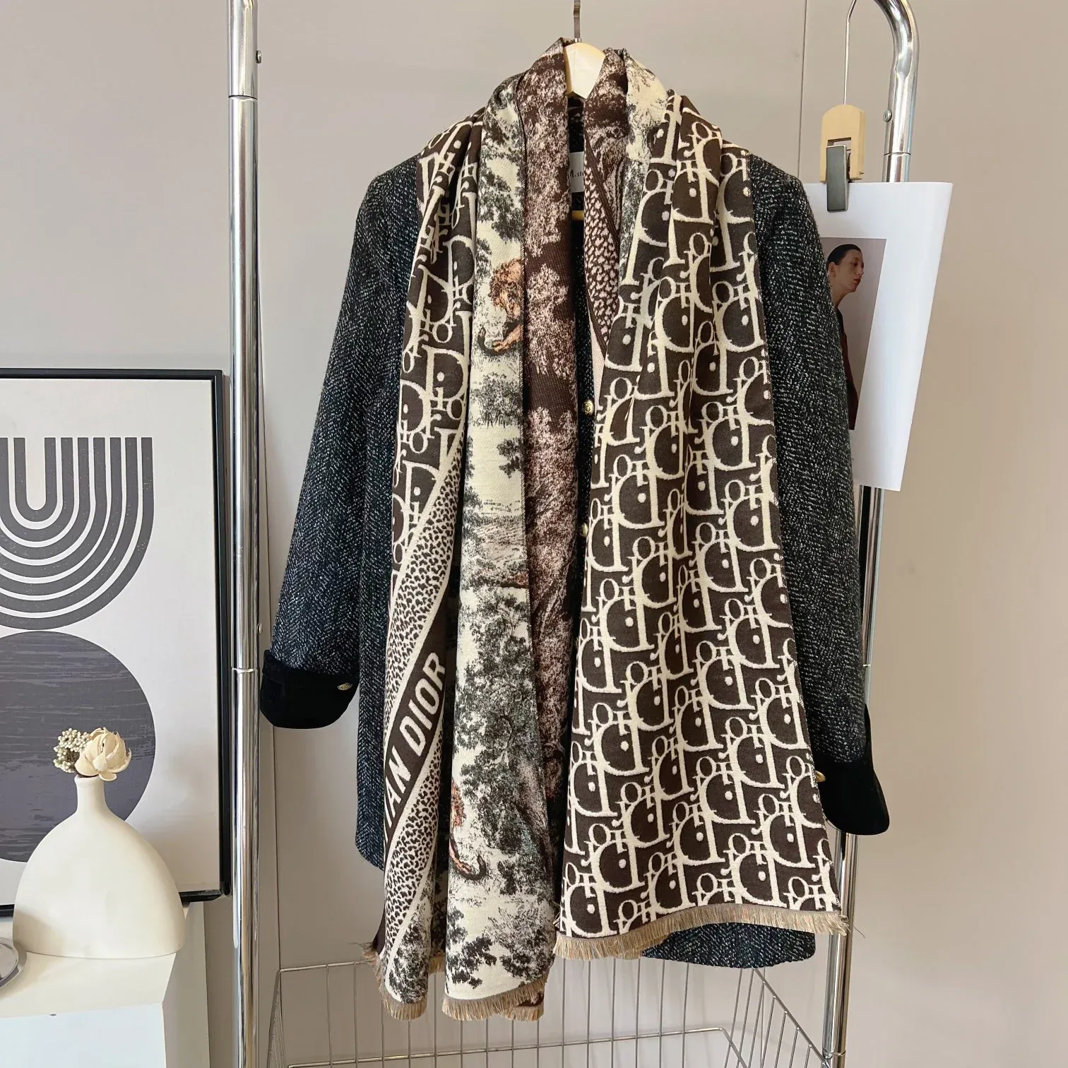 New vintage double-sided cashmere scarf
