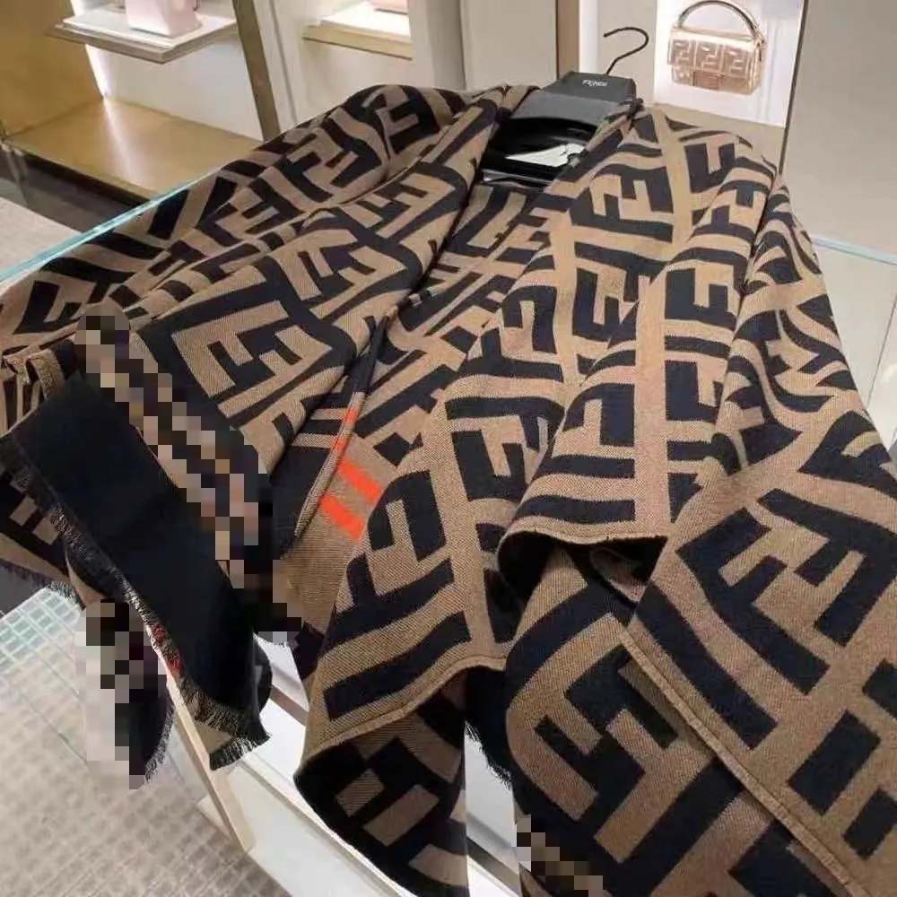 Brown F letter pure cashmere scarf