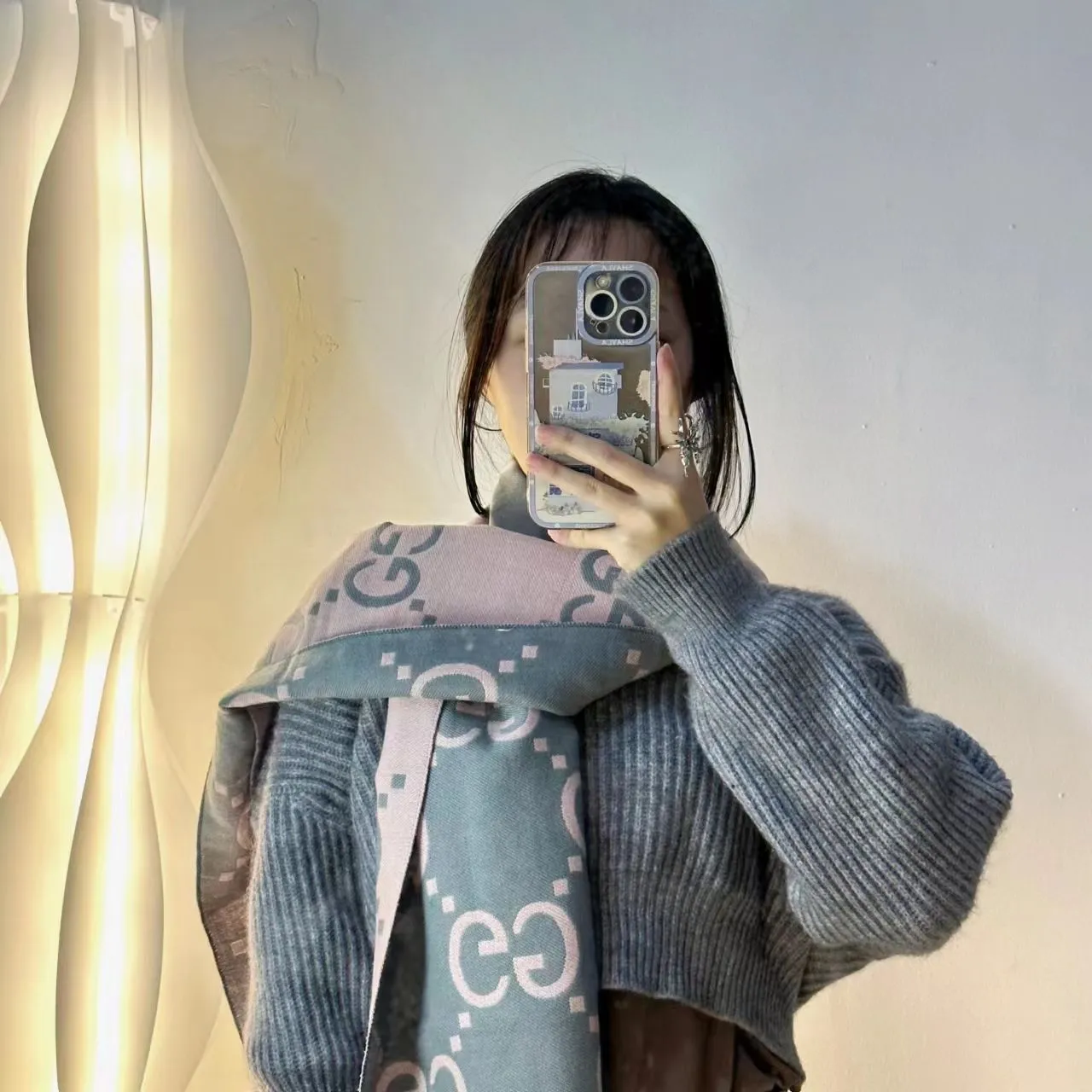 winter cashmere Color Block scarf