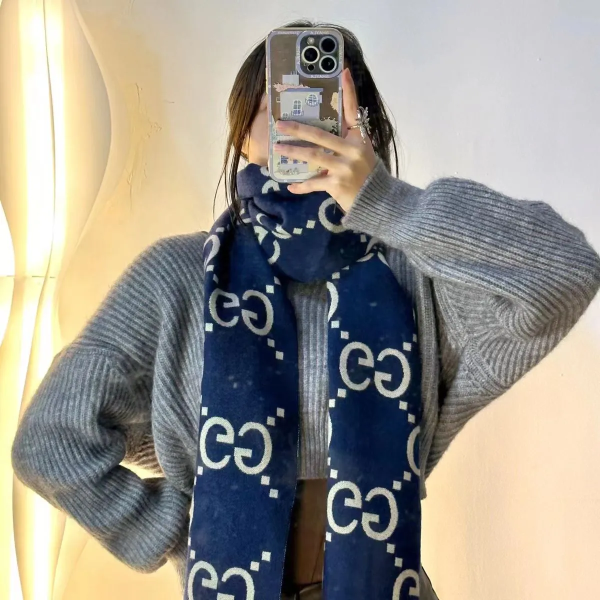 winter cashmere Color Block scarf