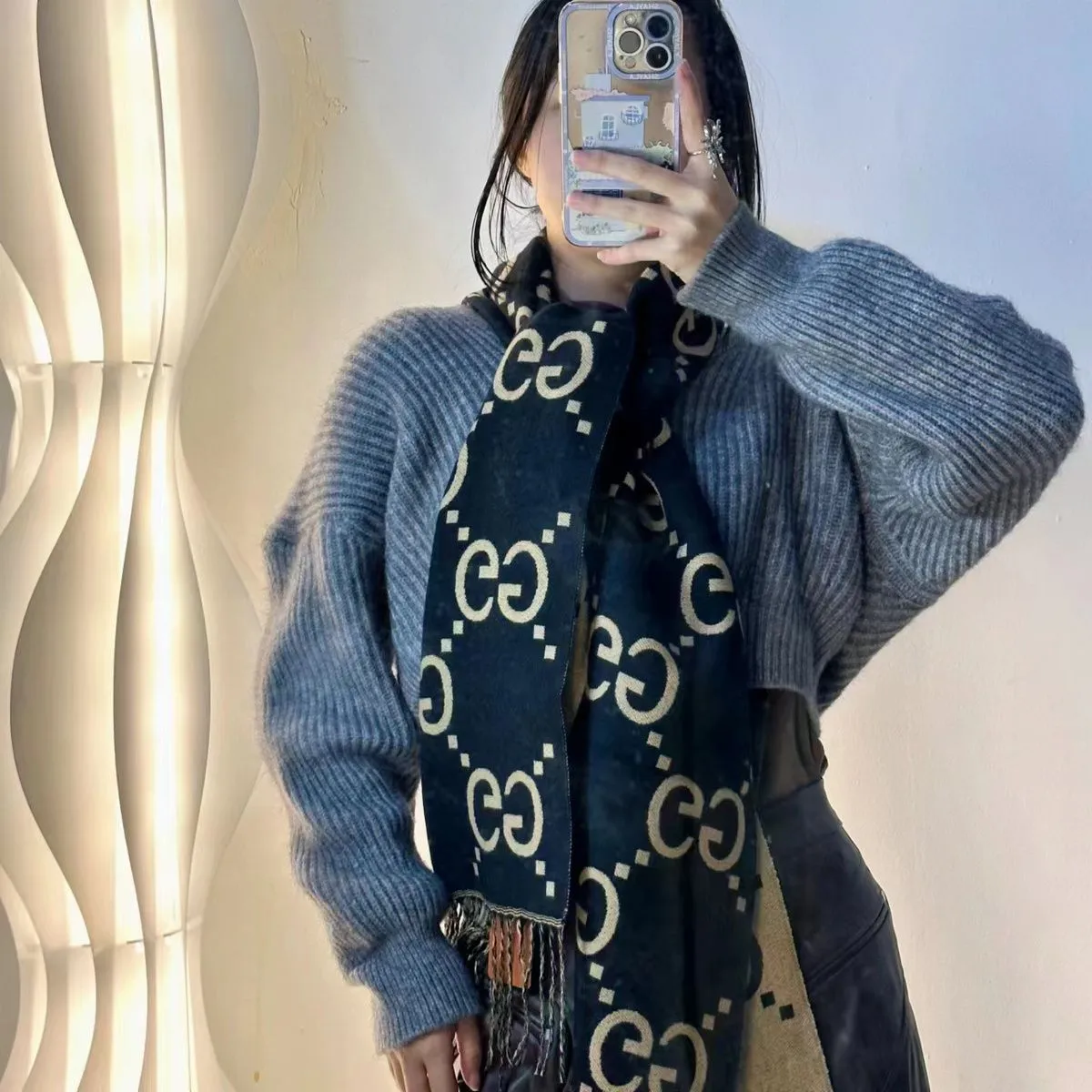 winter cashmere Color Block scarf