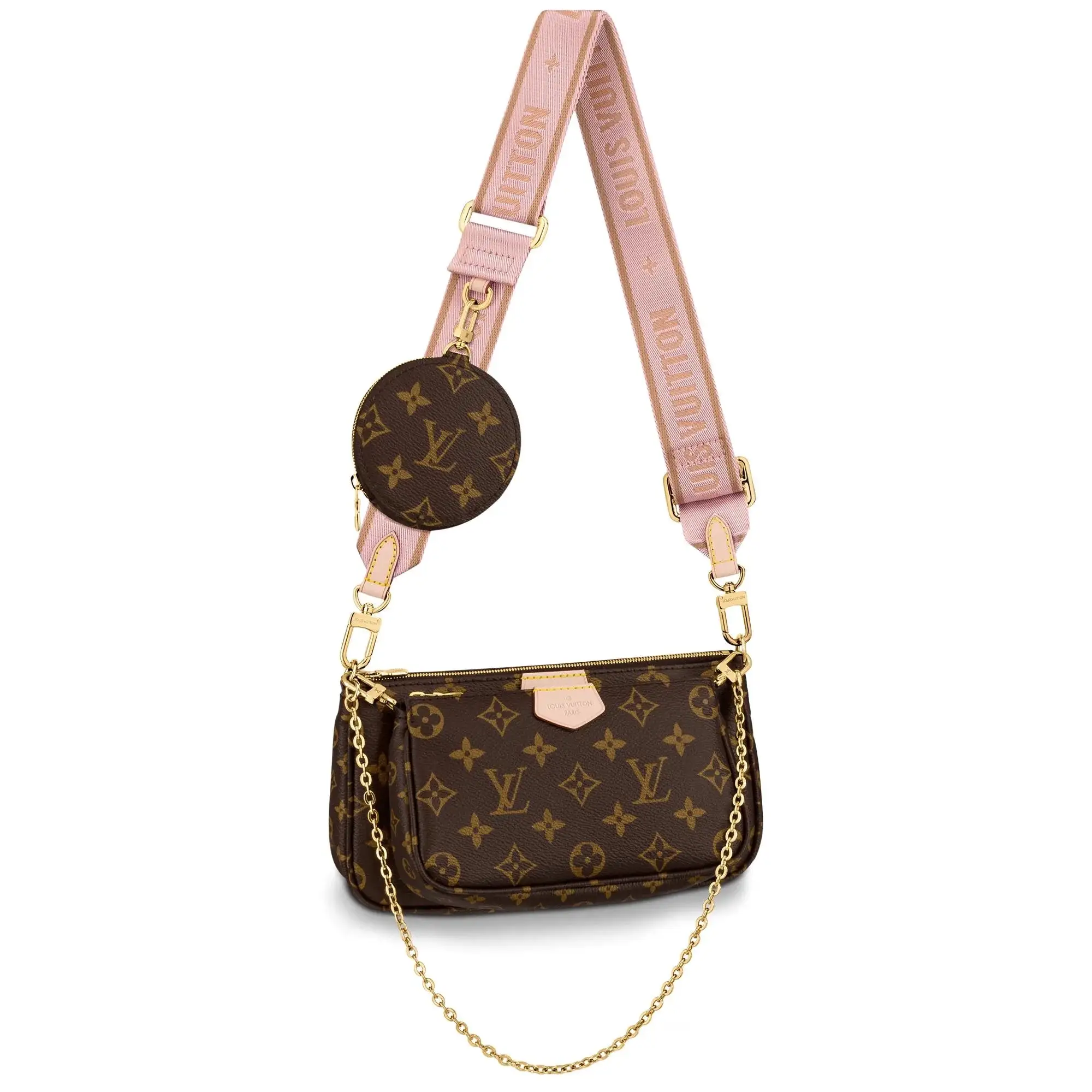Handmade Leather Crossbody Bag Monogram Brown Multi Pochette