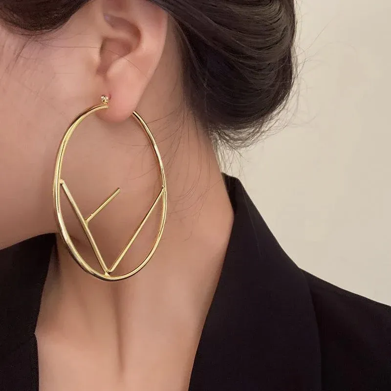 Personality Big Circle Letter Earrings