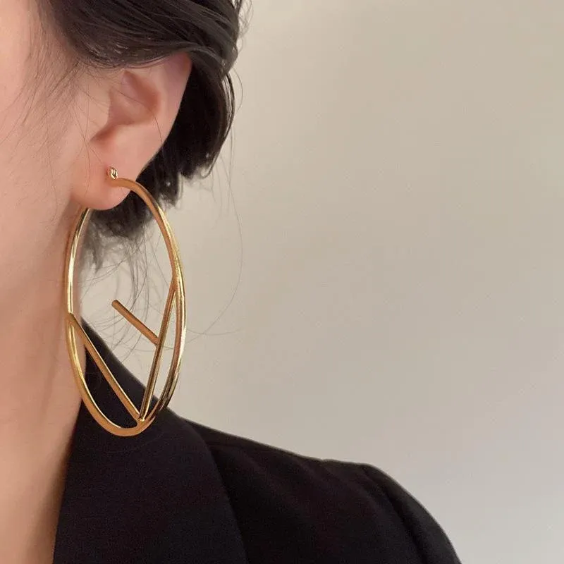 Personality Big Circle Letter Earrings