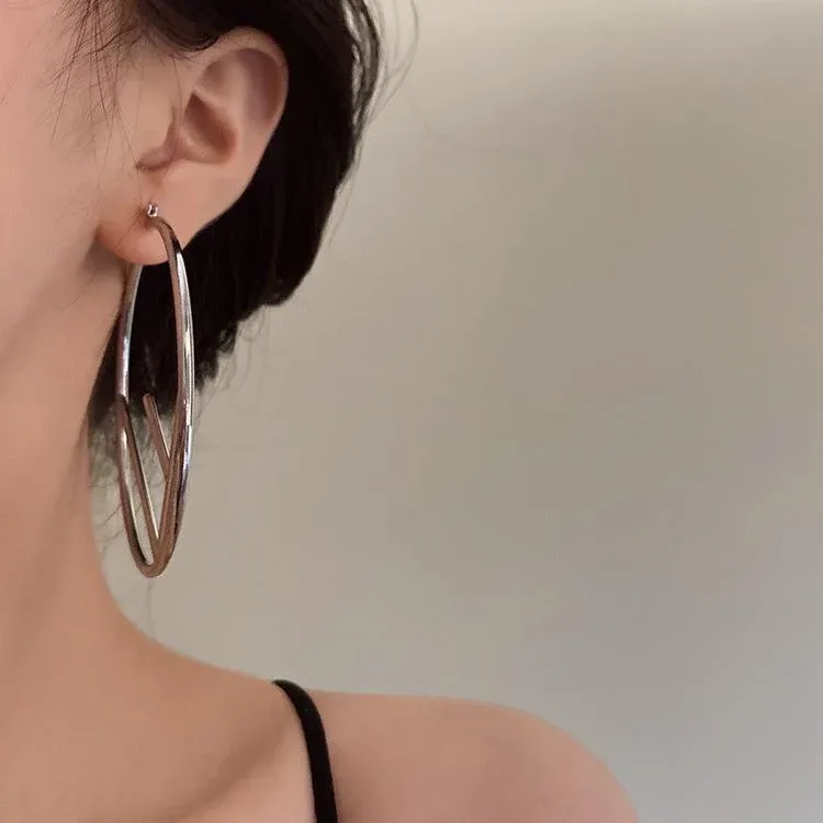 Personality Big Circle Letter Earrings