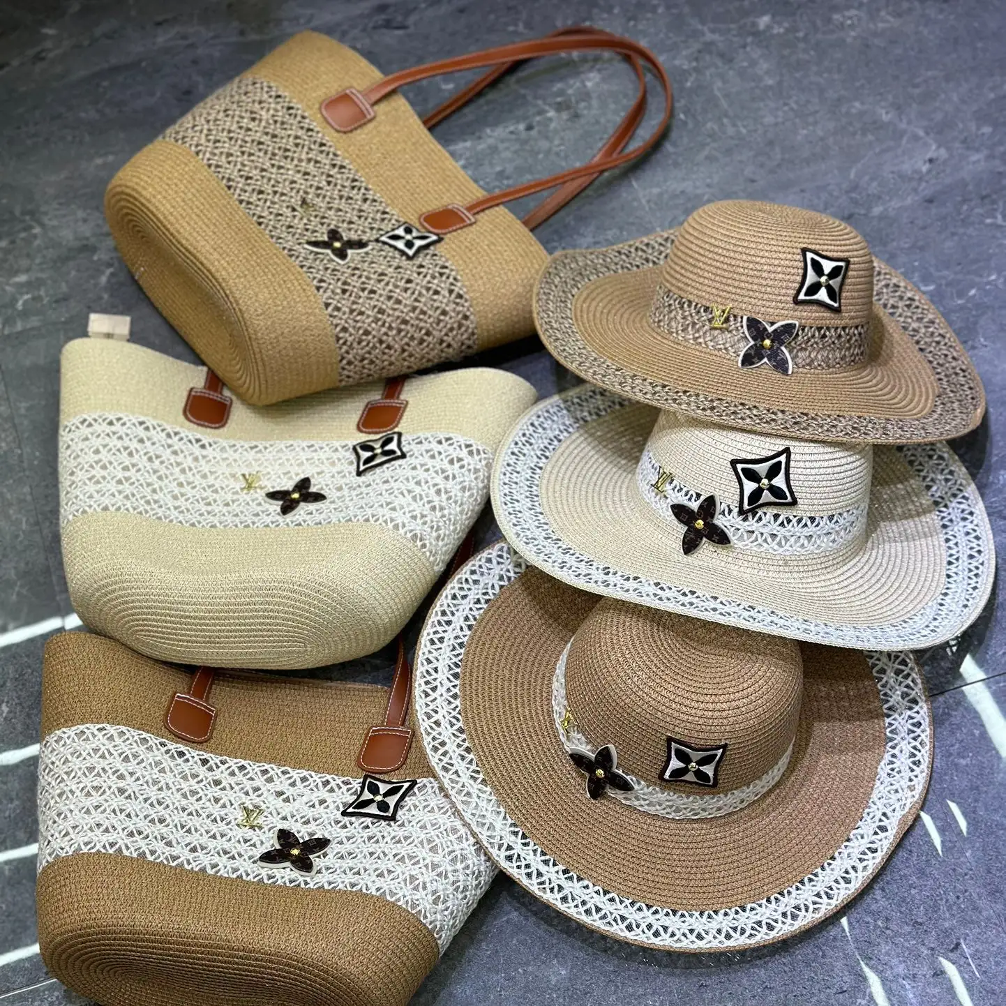 New Fashionable Hundred Beach Hat and Bag Set