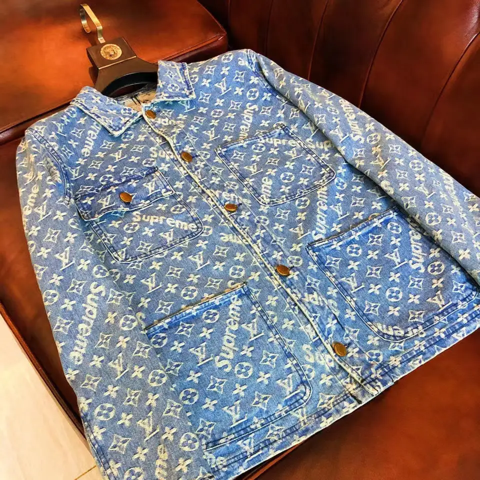 New Suit Jacket High-End Flocking Men's Suit Jacket Blue Jean