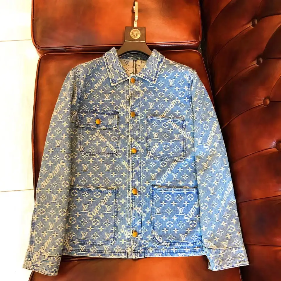 New Suit Jacket High-End Flocking Men's Suit Jacket Blue Jean