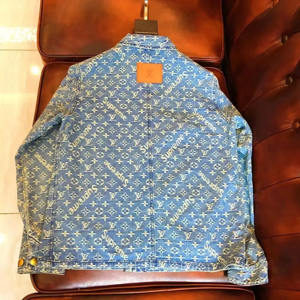 New Suit Jacket High-End Flocking Men's Suit Jacket Blue Jean