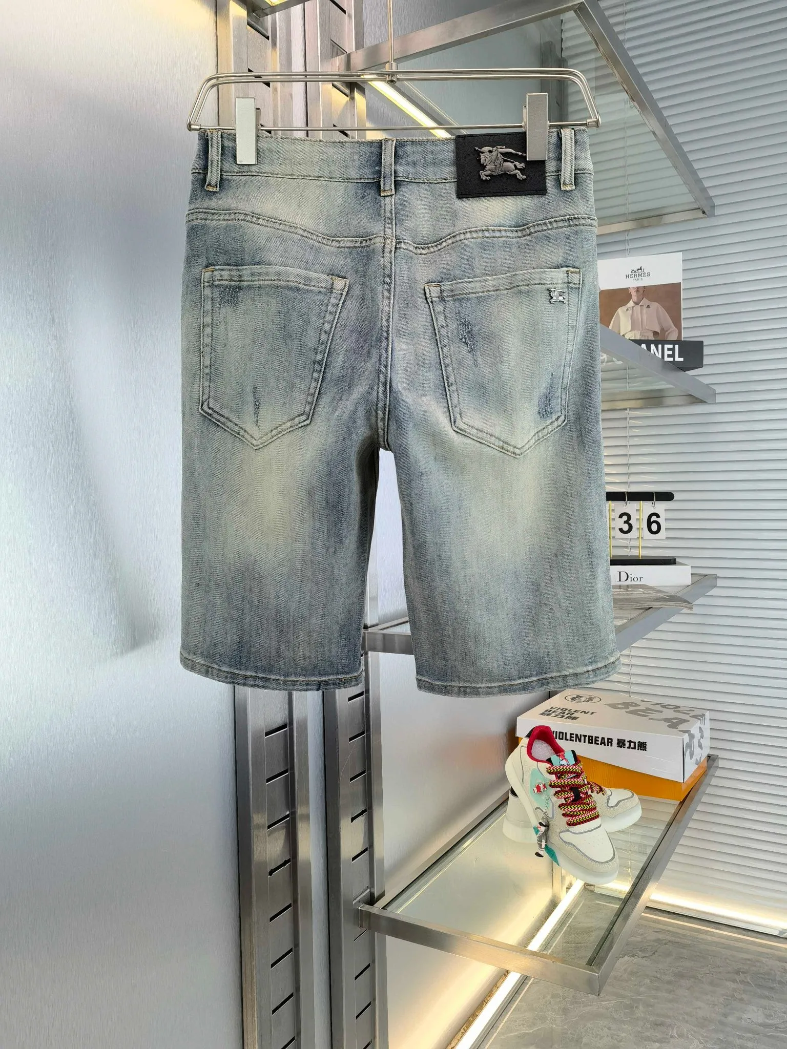 Straight denim shorts