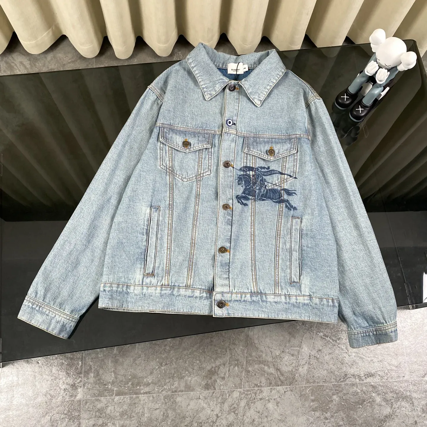 War horse rider printed denim jacket Unisex