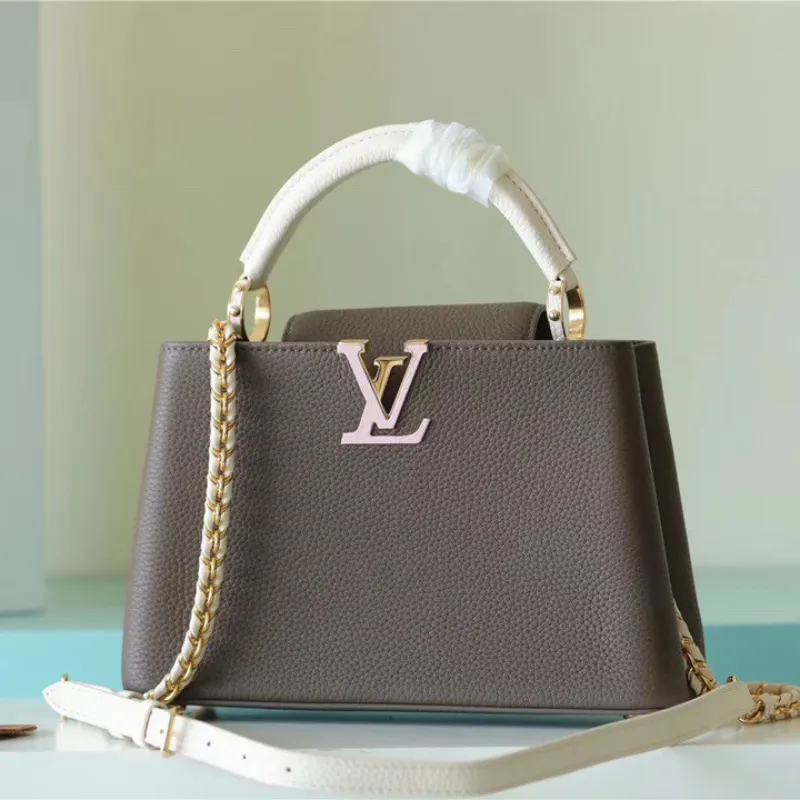 Capucines Taurillon Smokey Brown Green/ Creme/ Pink For Women