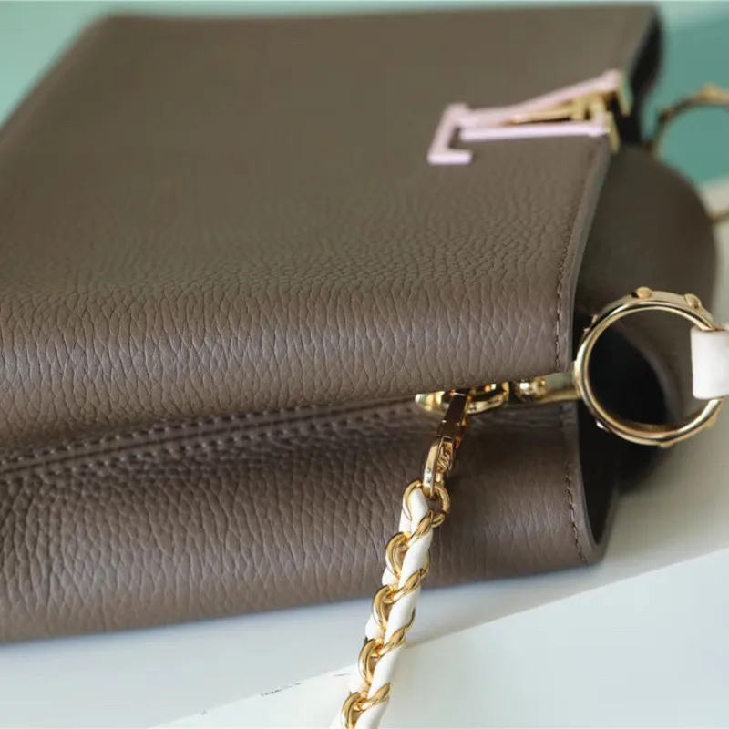 Capucines Taurillon Smokey Brown Green/ Creme/ Pink For Women